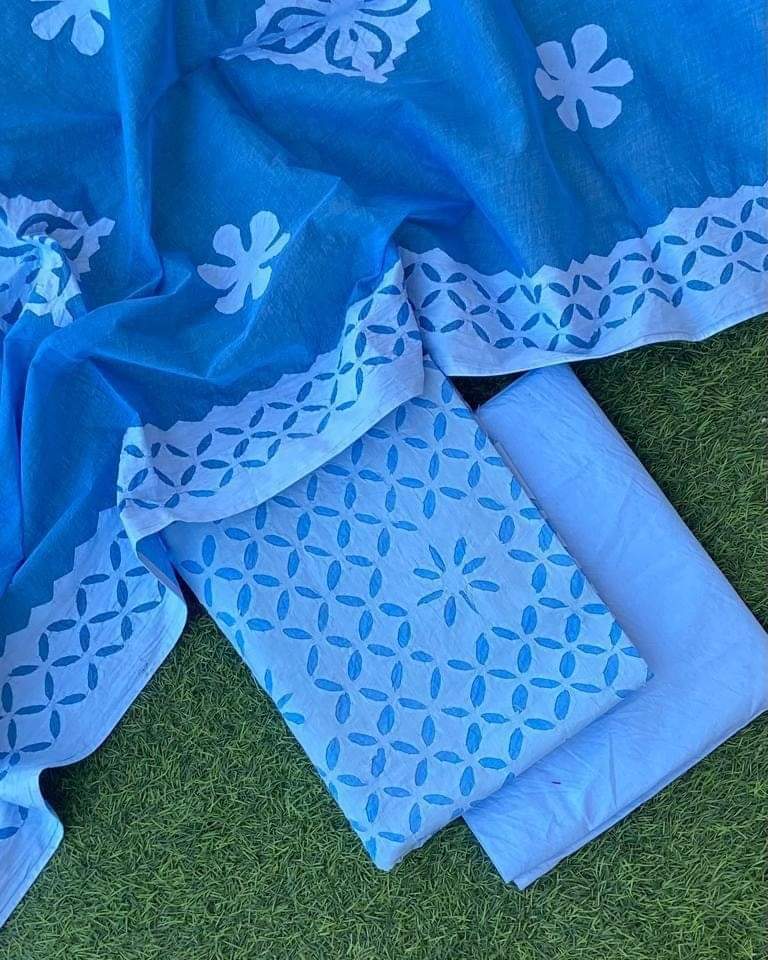 applique work cotton  suit dress meterial