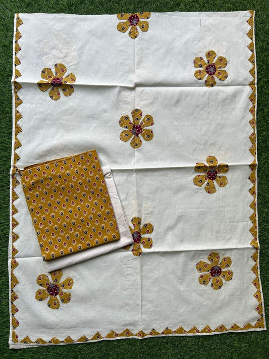 Ajrakh print cotton suits with patch work dupatta