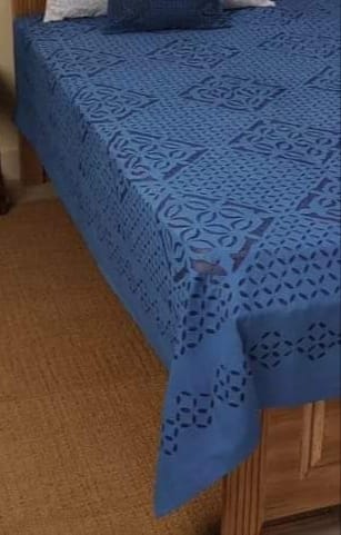 applique work double bedsheet with cotton cambric and organdy best quality